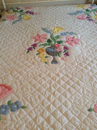 Vintage Home Needlecraft Creations Floral Appliqué Quilt Made From A Kit 8