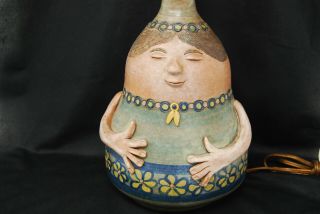 Vintage Mid Century Jane Wherrette Nw Studio Pottery Figural Lamp Woman Face