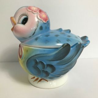 Vintage Lefton Bluebird Cookie Jar Japan Blue Bird