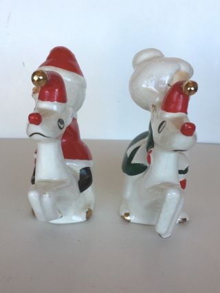 Vtg Santa and Mrs Claus on reindeer salt & pepper shakers Japan 4