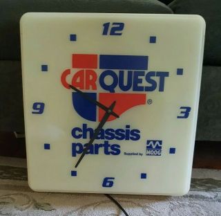 Vintage Dualite Carquest Chassis Parts Moog Clock&sign,  Lighted,  Electric, .