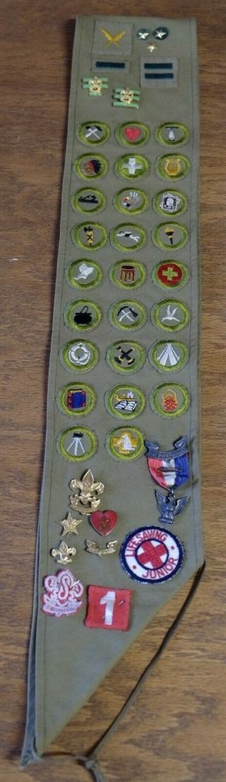 Vintage Eagle Scout Boy Scout Badge Medal With Sash 26 Merit Patches Hat Badges