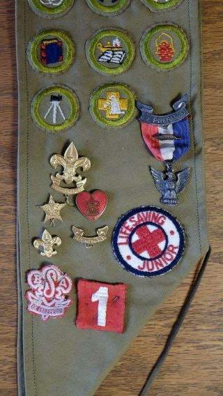 Vintage Eagle Scout Boy Scout Badge Medal With Sash 26 Merit Patches Hat Badges 5