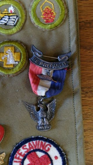 Vintage Eagle Scout Boy Scout Badge Medal With Sash 26 Merit Patches Hat Badges 7