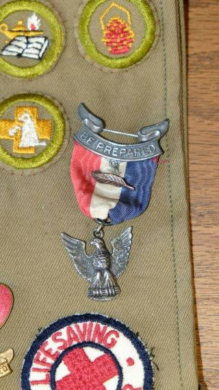 Vintage Eagle Scout Boy Scout Badge Medal With Sash 26 Merit Patches Hat Badges 8