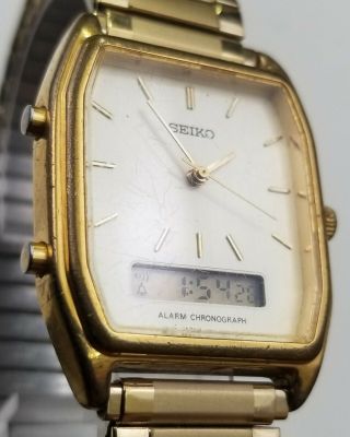 RARE,  UNIQUE Vintage DIGITAL - ANALOG Watch SEIKO H601 - 5579.  Scratches on crystal 6