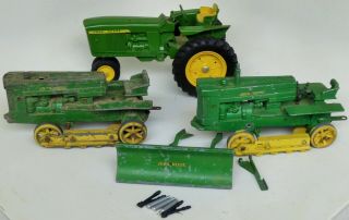 Vintage Ertl John Deere Die Cast Tractor Toy And Crawler Tractor