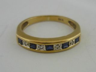 Stunning Vintage Sapphire & Diamond 9k Gold Ring Size L