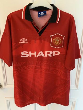 1994/1995 Manchester United Home Football Shirt Umbro Sharp Medium Mens Vintage