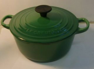 Vintage Le Creuset 18 Enameled Cast Iron 2 Quart Dutch Oven Green Nos