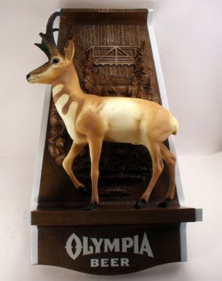 Vintage 1970s Olympia Beer Antelope Sign Wildlife Series 3d Wall Plaque Hanging
