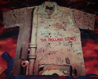 Vintage The Rolling Stones Beggars Banquet Dragonfly Button Dress Shirt Sz M