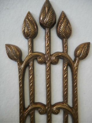 Ornate Vintage Antique Leaf Brass Wall Art Hanging Candle Holder Sconce Pair Set 2