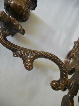 Ornate Vintage Antique Leaf Brass Wall Art Hanging Candle Holder Sconce Pair Set 5