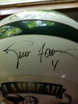 Brett Favre Autographed Green Bay Full Size Rare Lambeau Field White Helmet.