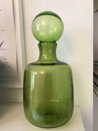 Vintage Mid Century Green Holmegaard Glass Vase Majgron Christer Holmgren Rare