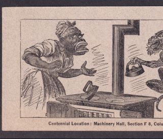 Mrs Potts RARE 1876 Centennial Expo Black Monkey Sad Iron Victorian Trade Card 3