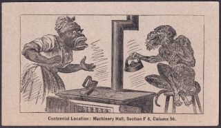 Mrs Potts RARE 1876 Centennial Expo Black Monkey Sad Iron Victorian Trade Card 8
