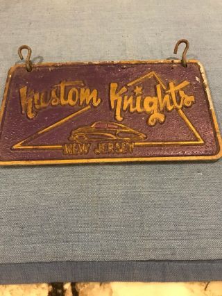 Great Vintage Aluminum Car Club Plaque Plate Jersey Kustom Knights