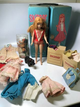 Vintage 1963 Skipper Barbie Doll W/ Carry Case & Accessories