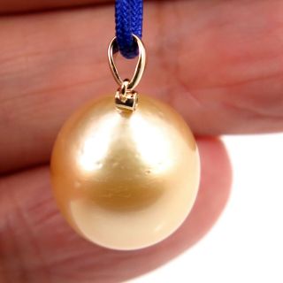 MASSIVE Natural GOLDEN South Sea Cultured Pearl,  Diamond & 14k Gold Pendant NR 7