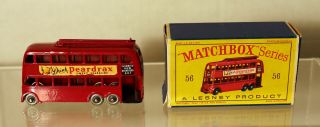 Dte Lesney Matchbox Regular Wheels 56 - 1 Rare Silver Wheel London Trolley Bus