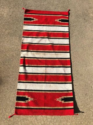 Vintage Navajo Native American Indian Rug Saddle Blanket Red Black 27 " X 60 "
