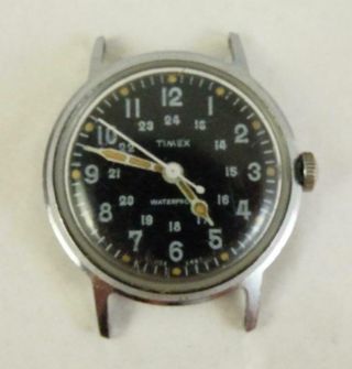 Vintage 1967 Mens Timex Military Vietnam Era Watch Waterproof Black Dial