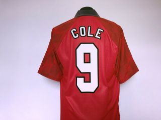 COLE 9 Manchester United Vintage Umbro Home Football Shirt Jersey 1996/98 (L) 7