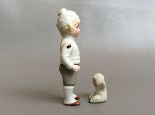 Antique German Bisque Hertwig Snowbaby Boy Molded Winter Clothes &Miniature Xmas 5