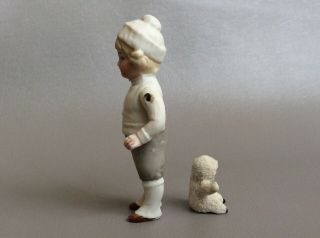 Antique German Bisque Hertwig Snowbaby Boy Molded Winter Clothes &Miniature Xmas 6