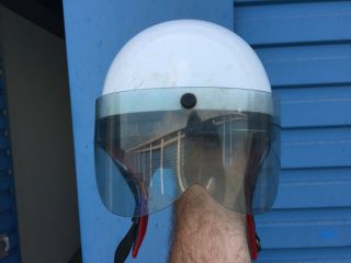 Vintage Shoei Half Helmet W/ Leather Visor Buco Bell Shorty Size M Nr