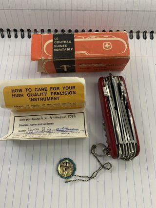 Vintage Victorinox Wenger Swiss Army Knife With Box And Paperwork 3