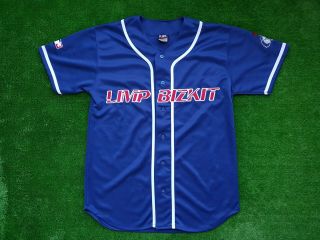 Limp Bizkit Embroidered Blue Baseball Jersey Shirt L Nos Giant Vintage