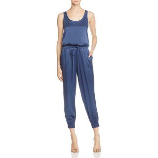 Theory Womens Hekuba Blue Silk Vintage Satin Jogger Jumpsuit M Bhfo 1813