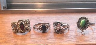 Vintage 4 Women’s Ring Sterling Silver " 925 " Stones