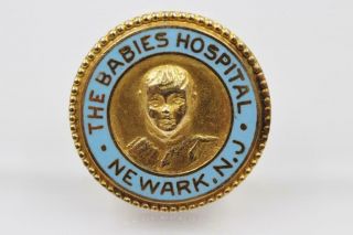 1929 Vintage Babies Hospital Newark Nj 10k Solid Gold Blue Enamel Nursing Pin