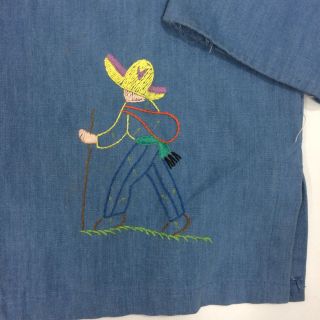 Vtg 70 ' s Sears MoD Hand EMBROIDERED HiPpIe Western AMERICANA Jacket DENIM Shirt 4