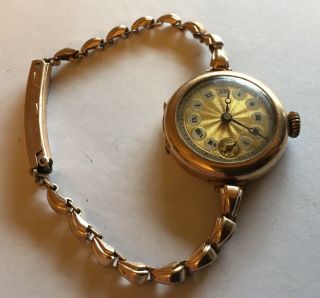 Rare Antique Vintage 9ct Gold Swiss 15 Jewels Hand Wind Ladies Watch