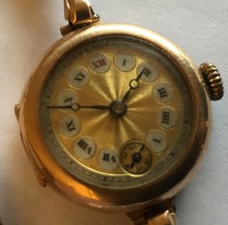 Rare Antique Vintage 9ct Gold Swiss 15 Jewels Hand Wind Ladies Watch 2