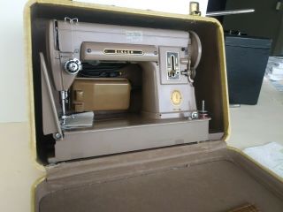 Vtg Singer 301A Industrial Heavy Duty Tan Sewing Machine w/Carrying Case 2