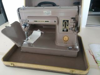 Vtg Singer 301A Industrial Heavy Duty Tan Sewing Machine w/Carrying Case 3