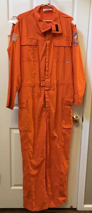 Vintage Getty Oil Orange Nomex Iii Fr Coveralls Fire School Instructor Large