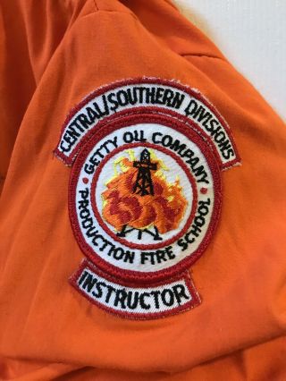 Vintage Getty Oil Orange Nomex III FR Coveralls Fire School Instructor Large 6