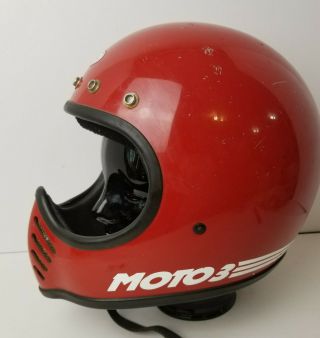 Vintage Bell Red Motorcycle Helmet Moto3 Moto Star 3 1979 7.  5