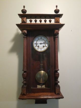 Rare Vintage Antique Wall French Striking Clock W Pendulum