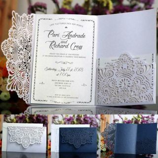 20/50/100pcs Diy Laser Cut Vintage Lace Floral Wedding Invitation Cards Envelope