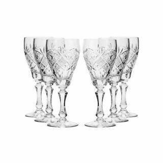 Neman Glassworks,  7.  7 - Oz Russian Crystal Wine Goblet Glasses,  6 - Pc Vintage Set
