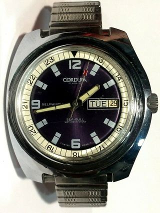 Vintage Cordura Automatic 17 Jewels Sea - Gull Waterresistant Watch For Parts/repa