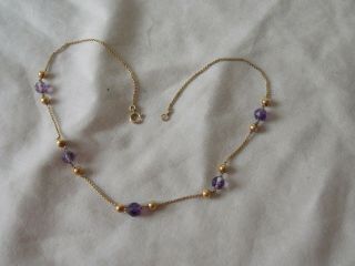 Dainty,  Sweet,  Stamped 9ct Yellow Gold And Amethyst Preloved Set Necklet